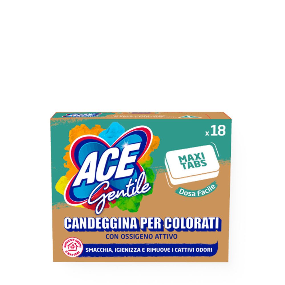 ACE GREEN GENTILE DETERGENTE MAXI TABS CANDEGGINA PER COLORATI 18pz