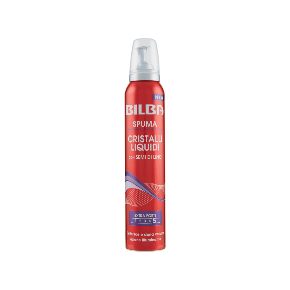 BILBA - SPUMA PER CAPELLI SEMI DI LINO E CRISTALLI LIQUIDI 5 - EXTRA FORTE 200ml