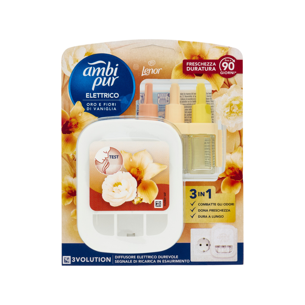 AMBIPUR 3VOLUTION PROFUMATORE AMBIENTE DIFFUSORE + RICARICA ORO E FIORI DI VANIGLIA