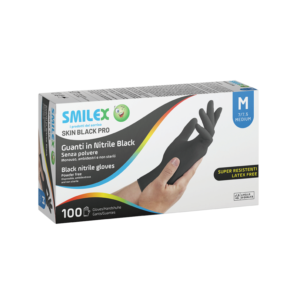 SMILEX - GUANTI IN NITRILE NERI - TG. M