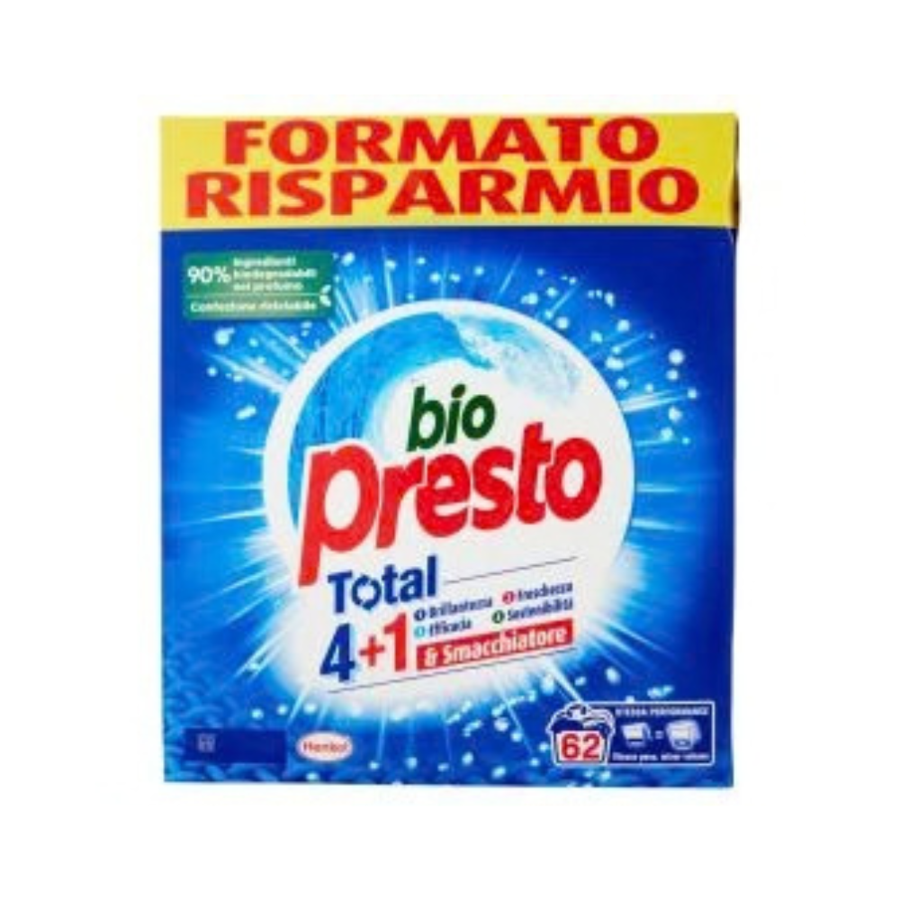 BIO PRESTO - DETERSIVO IN POLVERE 62 LAVAGGI - 3,1KG