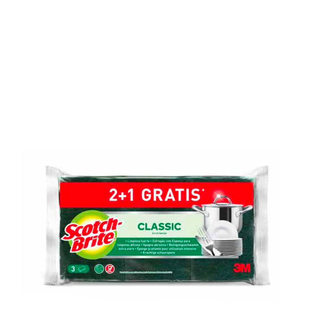 SCOTCH-BRITE - SPUGNA ABRASIVA CLASSIC 2 + 1 PEZZI