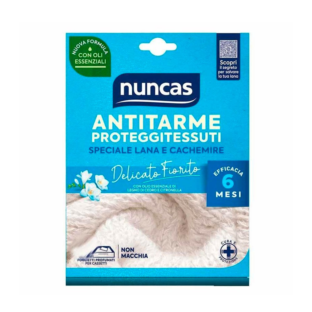 NUNCAS ANTITARME PROTEGGI TESSUTI LANA E CACHEMIRE DELICATO FIORITO 8pz