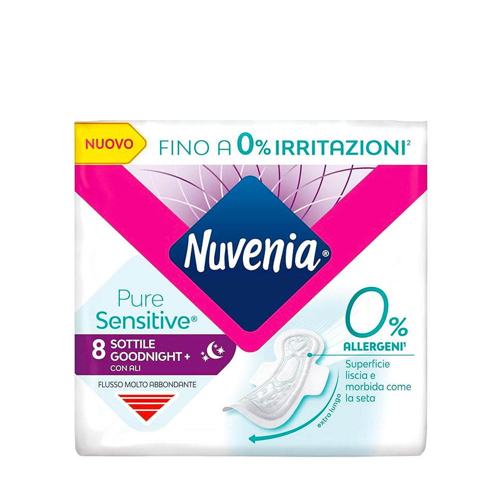 NUVENIA - PURE SENSITIVE ASSORBENTI DONNA SOTTILE NOTTE CON ALI - 8PZ
