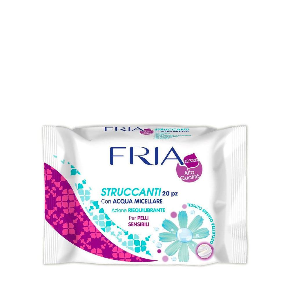 FRIA - GREEN SALVIETTINE STRUCCANTI CON ACQUA MICELLARE AZIONE RIEQUILIBRANTE - 20PZ