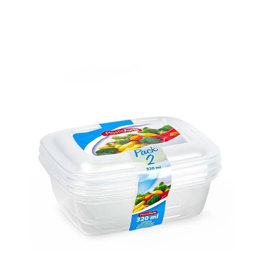 PLASTIC FORTE - SET 2 CONTENITORI IN PLASTICA PER ALIMENTI 320ML
