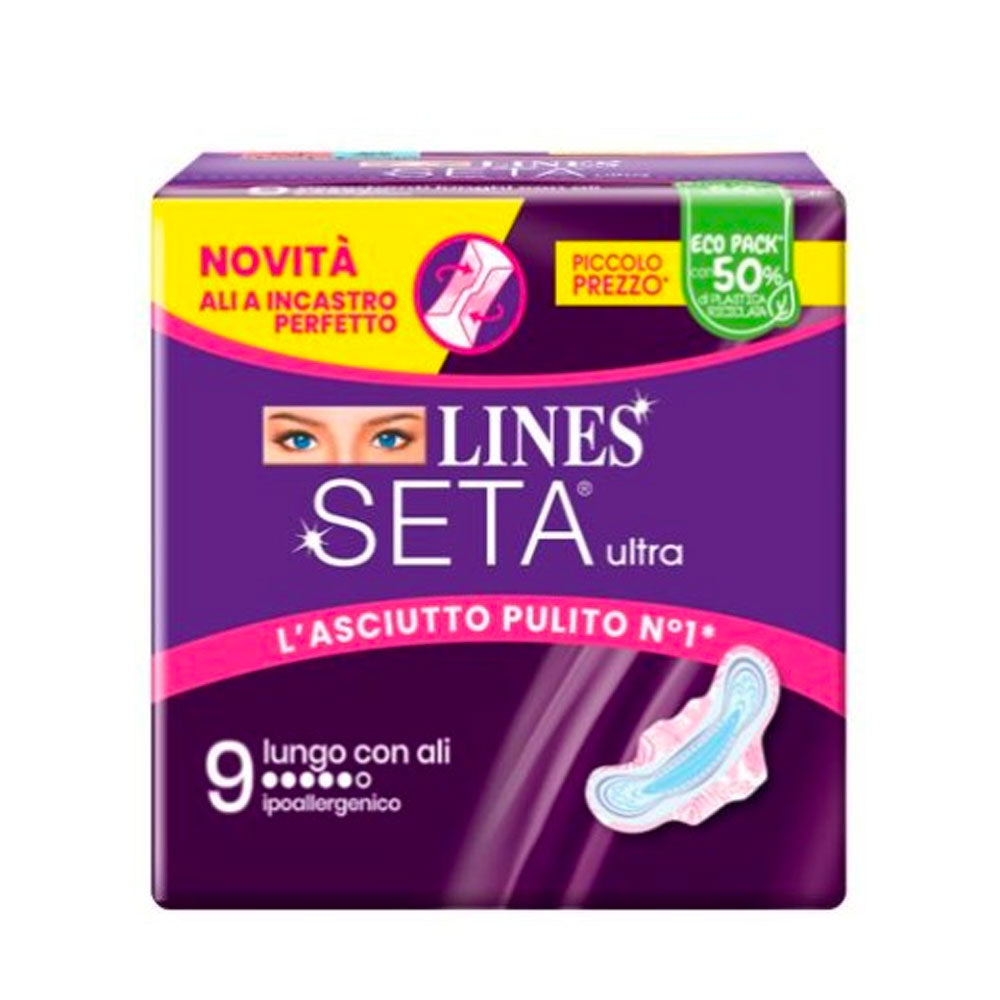 LINES - SETA ULTRA ASSORBENTI LUNGO CON ALI - 9PZ