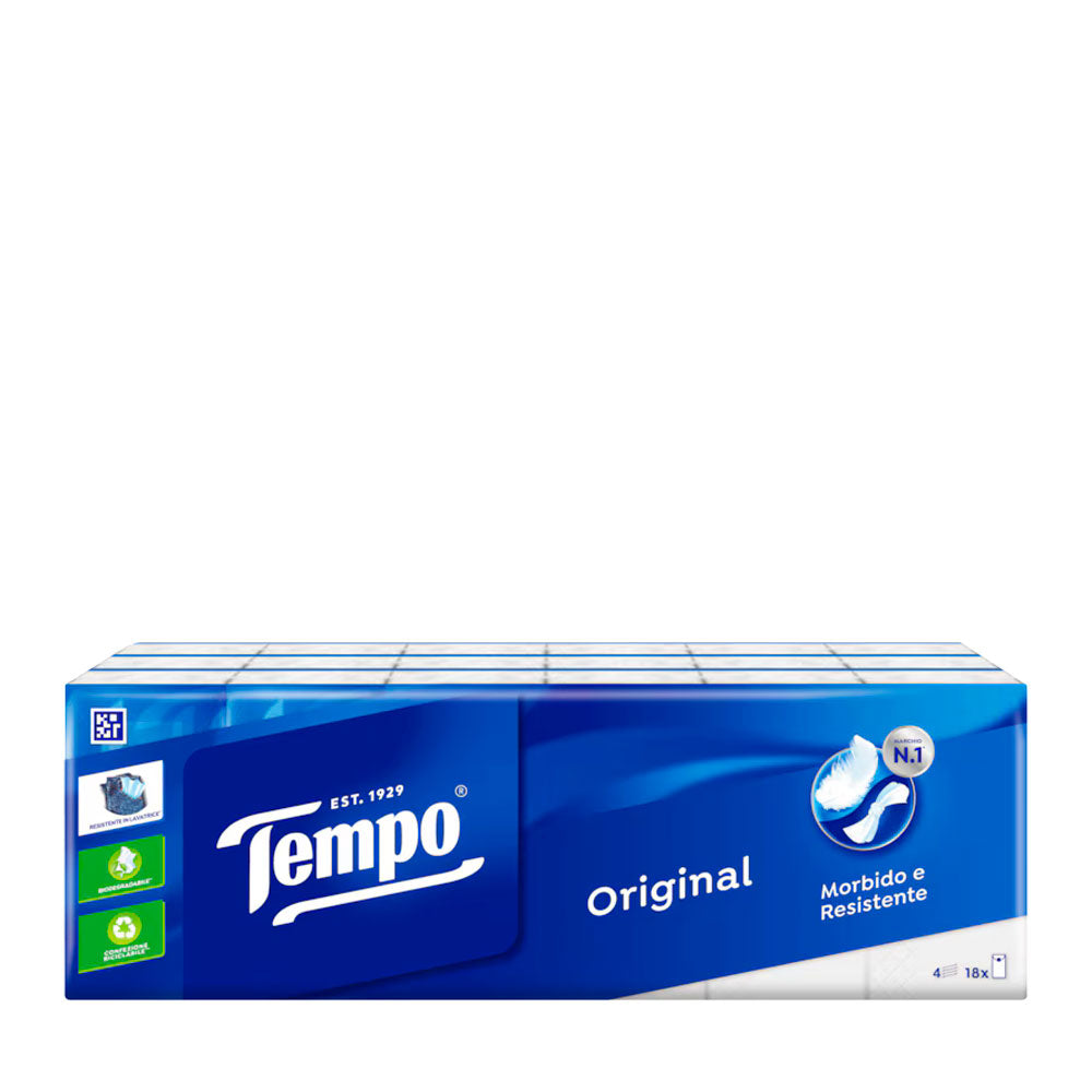 TEMPO - ORIGINAL FAZZOLETTI DI CARTA MONOUSO - 18 PZ