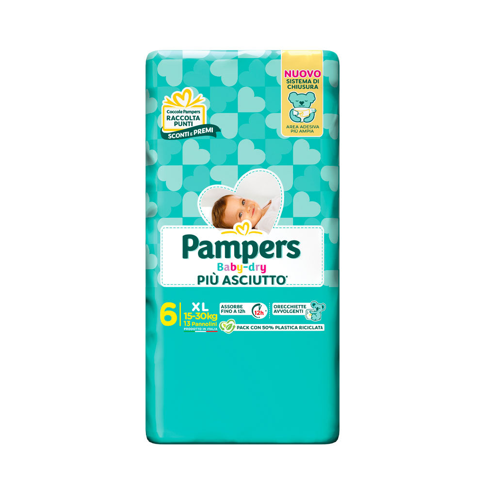 PAMPERS - BABY DRY PIU' ASCIUTTO PANNOLINO XL (15-30Kg) - 13PZ