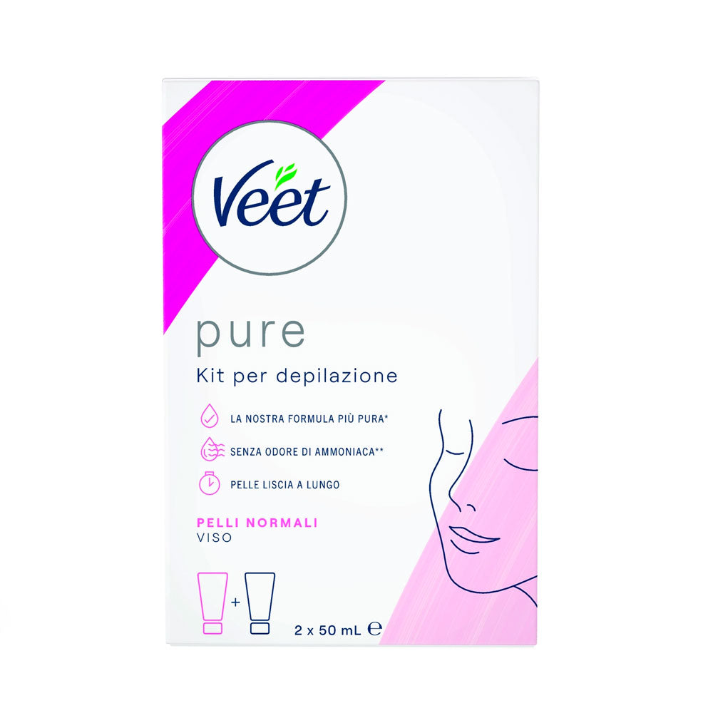 VEET - PURE CREMA DEPILATORIA VISO - PELLI NORMALI - 2x50ML