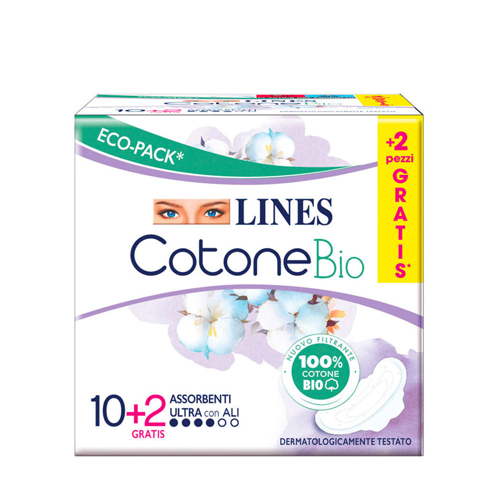 LINES - COTONE BIO ASSORBENTI ULTRA CON ALI - 12PZ