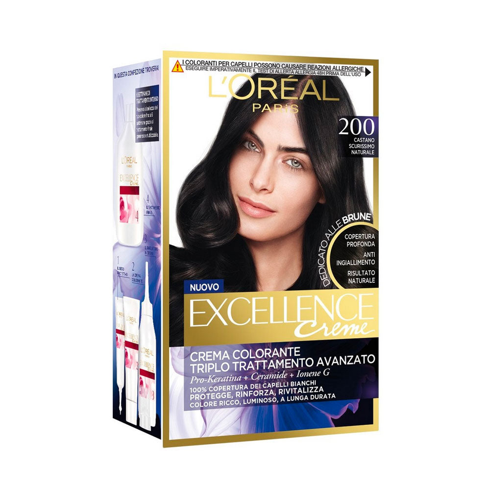 L'OREAL PARIS EXCELLENCE INTENSE TINTA PER CAPELLI - 200 - CASTANO SCURISSIMO NATURALE