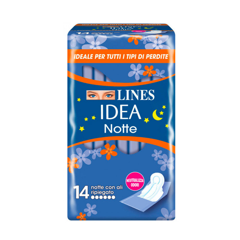 LINES - IDEA ASSORBENTI DONNA RIPIEGATI NOTTE CON ALI - 14PZ