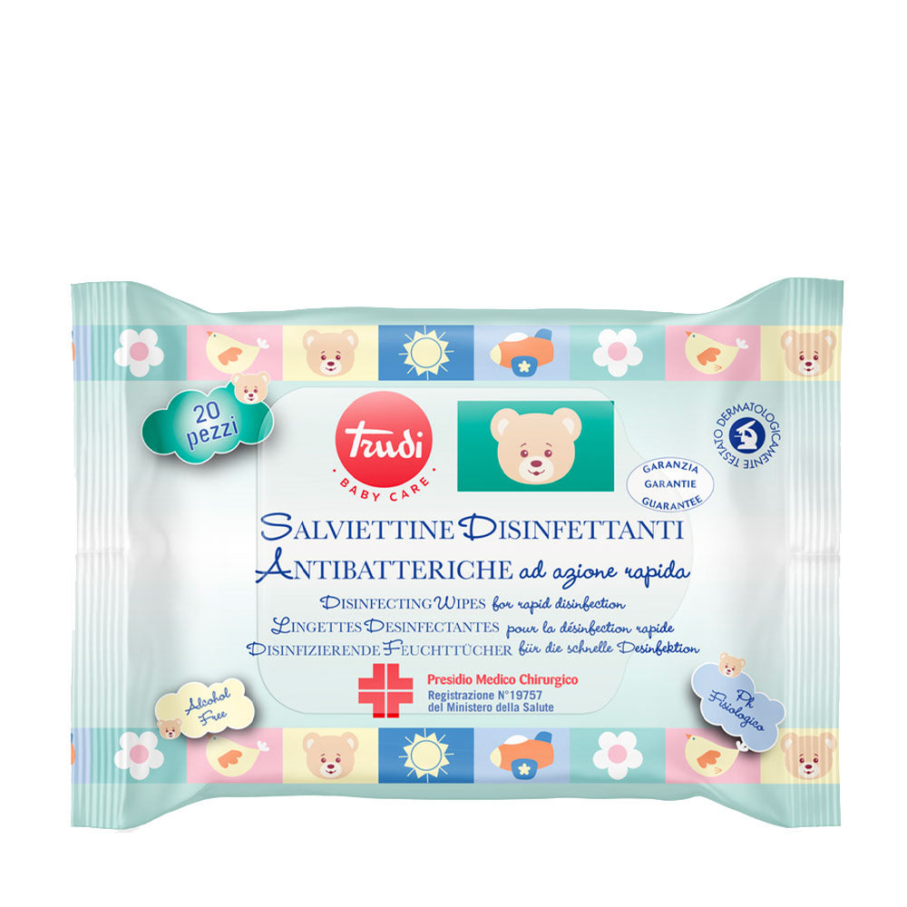 TRUDI - BABY CARE - SALVIETTINE DISINFETTANTI ANTIBATTERICHE - 20 PZ