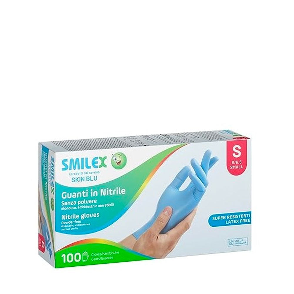 SMILEX - GUANTI MONOUSO IN NITRILE BLU - TAGLIA S - 100PZ