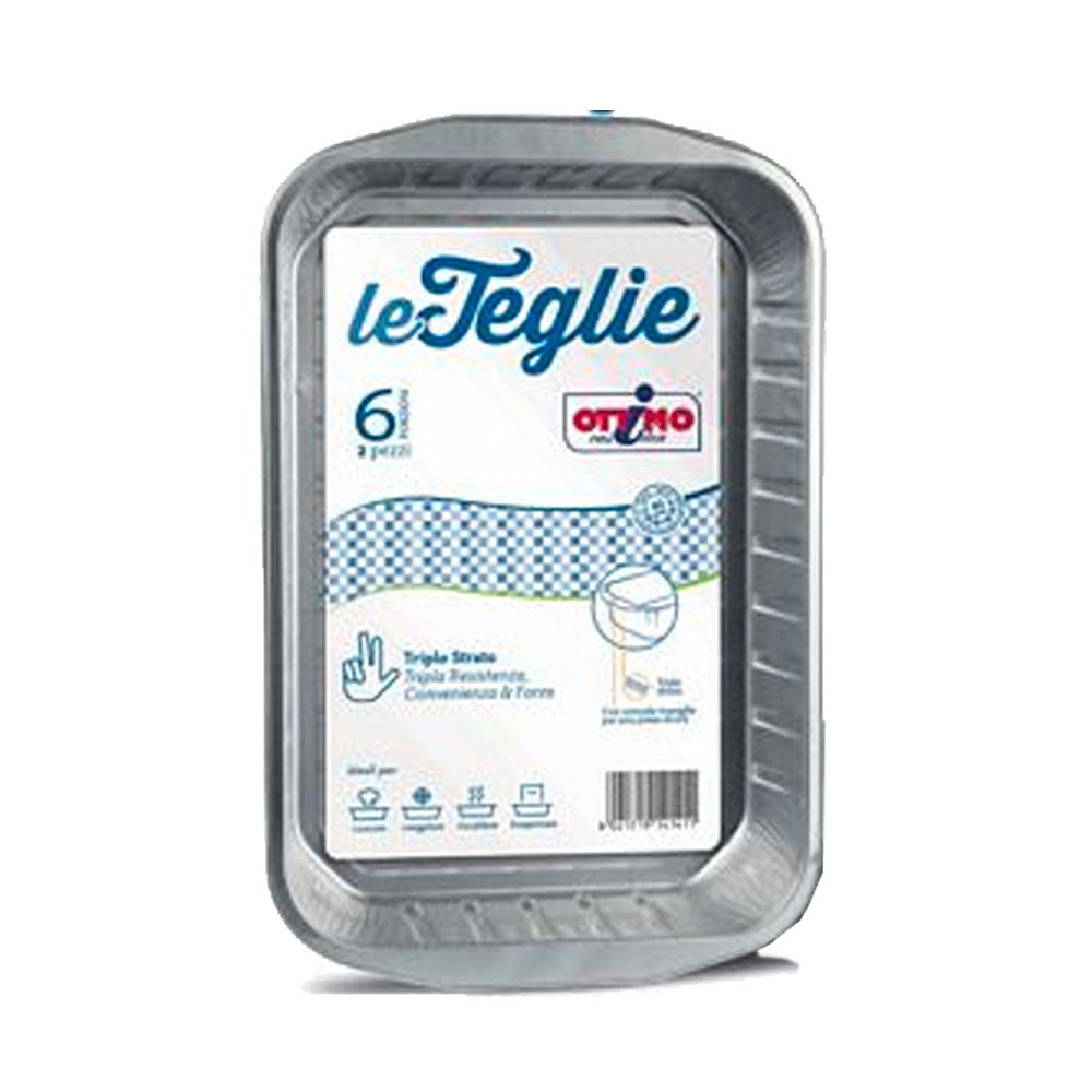 OTTIMO - LE TEGLIE ALLUMINIO CON MANIGLIE 6 PORZIONI - 2PZ