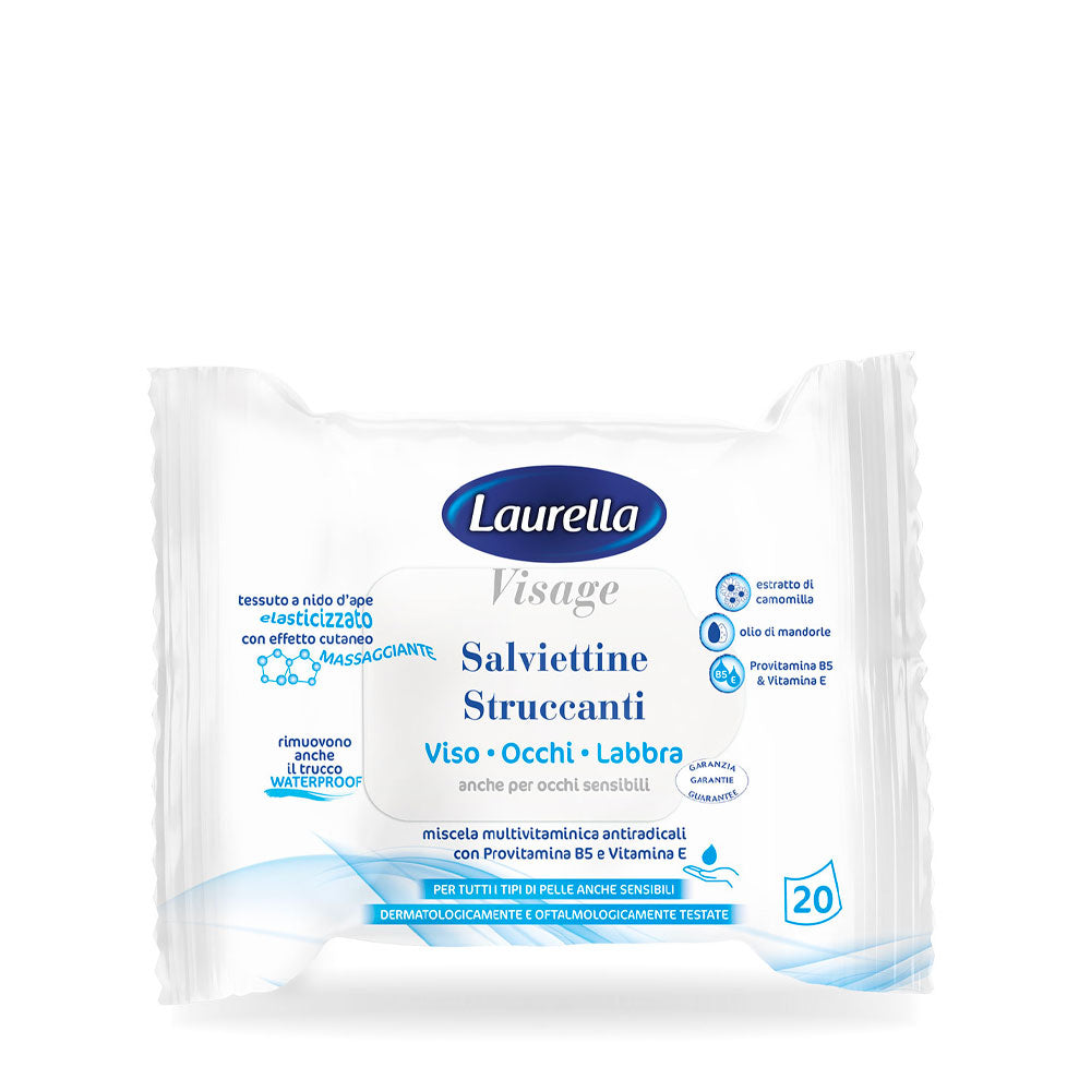 LAURELLA - VISAGE SALVIETTINE STRUCCANTI OCCHI VISO E LABBRA - 20PZ