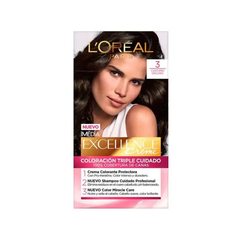 L'OREAL PARIS EXCELLENCE INTENSE TINTA PER CAPELLI - 3 CASTANO SCURO