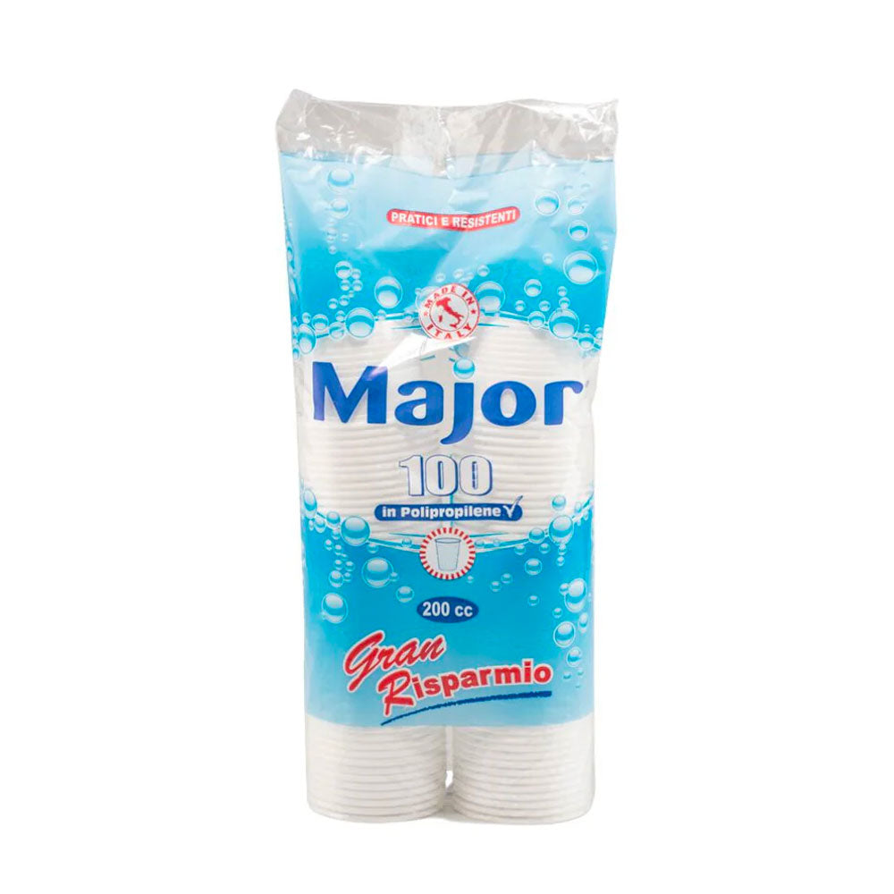 MAJOR - BICCHIERI IN POLIPROPILENE BIANCHI 200CC - 100PZ