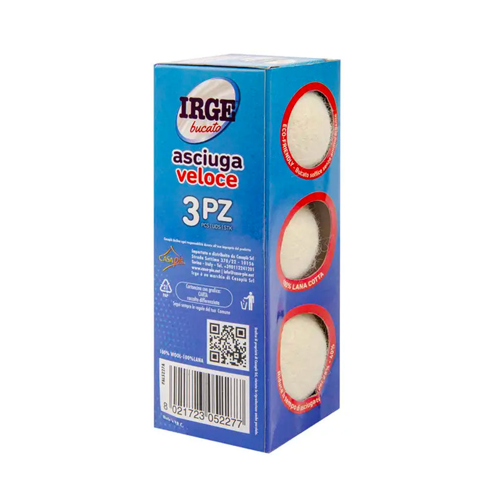 IRGE - ASCIUGA VELOCE SFERE ASCIUGATRICE IN LANA COTTA - 3PZ