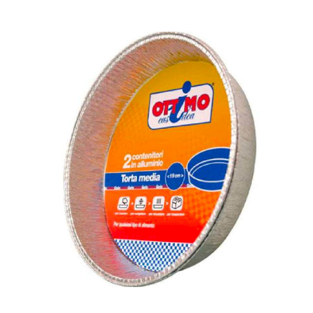 OTTIMO - CONTENITORE ALLUMINIO PER TORTA MEDIA 19CM - 2PZ