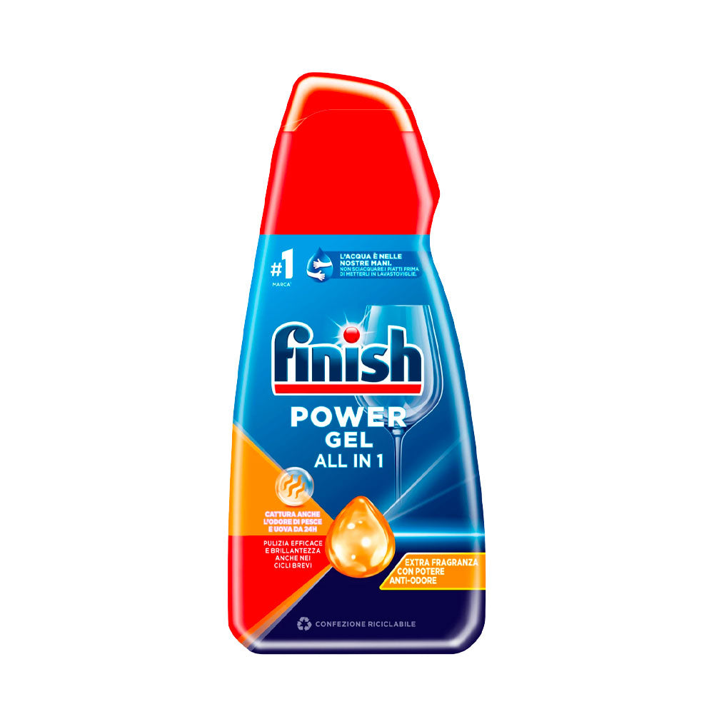 FINISH - POWER GEL ALL IN 1 DETERSIVO LAVASTOVIGLIE LIQUIDO ANTIODORE - 600ML
