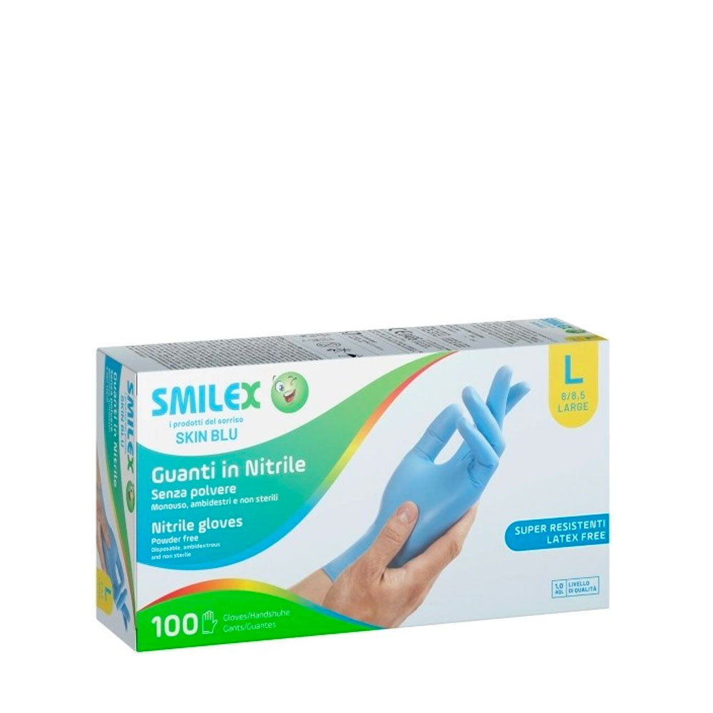 SMILEX - GUANTI MONOUSO IN NITRILE BLU - TAGLIA L - 100PZ