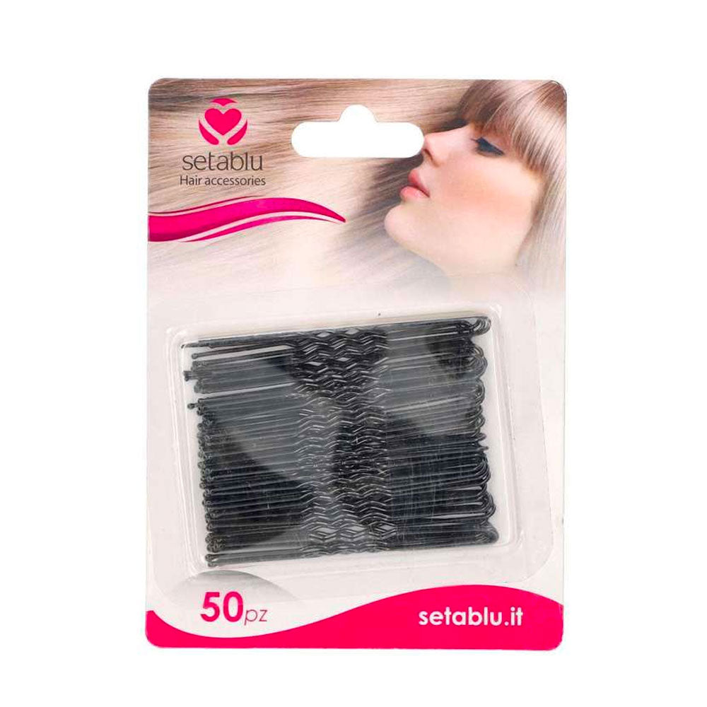 SETABLU - FORCINE METALLO LUNGHE NERO - 50PZ