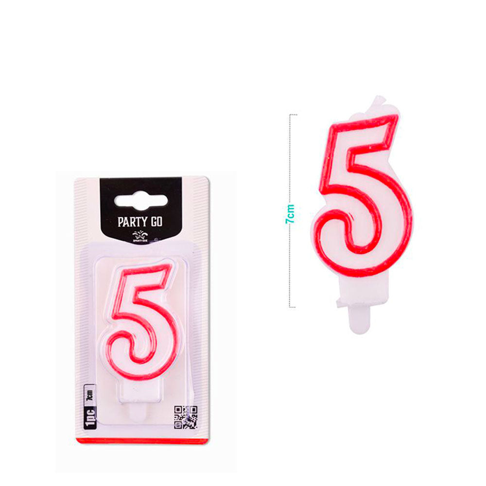 PARTY GO - CANDELINA COMPLEANNO NUMERO 5 ROSSA