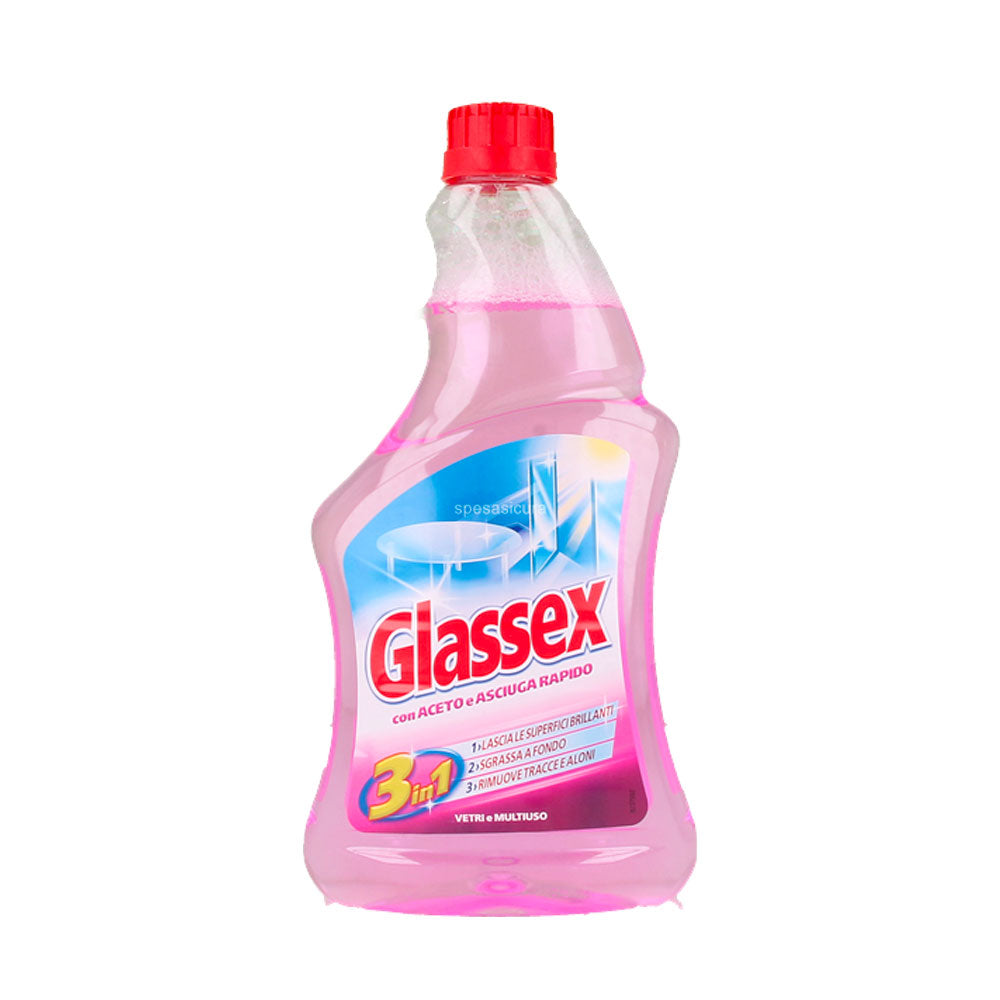 GLASSEX - RICARICA DETERGENTE VETRO CON ACETO 3 IN 1 – 500 ML