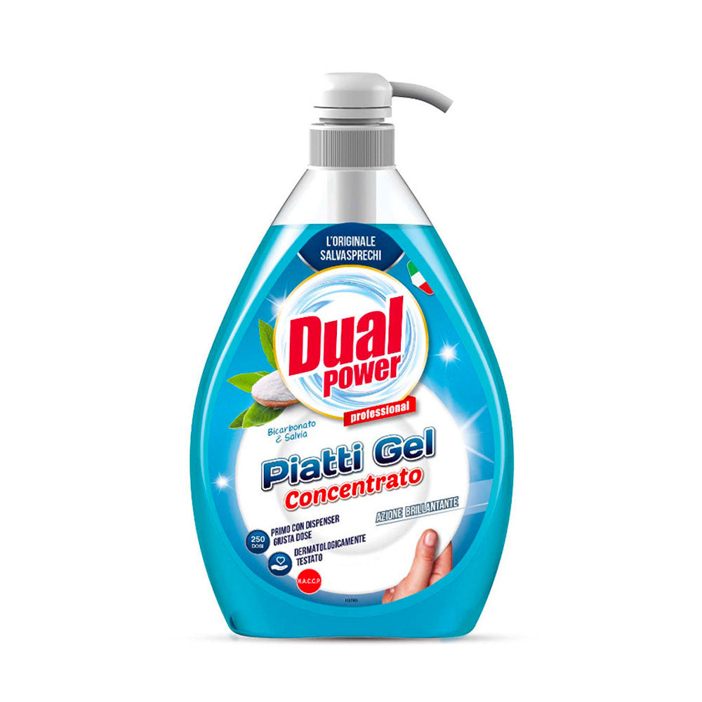 DUAL POWER - PIATTI GEL DETERSIVO PIATTI DOSATORE BICARBONATO 1l
