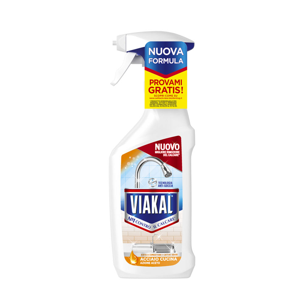 VIAKAL - DETERGENTE SPRAY ANTICALCARE - ACCIAIO E CUCINA - 470 ML
