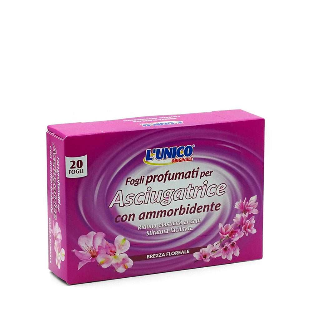 L'UNICO ORIGINALE - FOGLI PROFUMATI PER ASCIUGATRICE CON AMMORBIDENTE BREZZA FLOREALE - 20PZ
