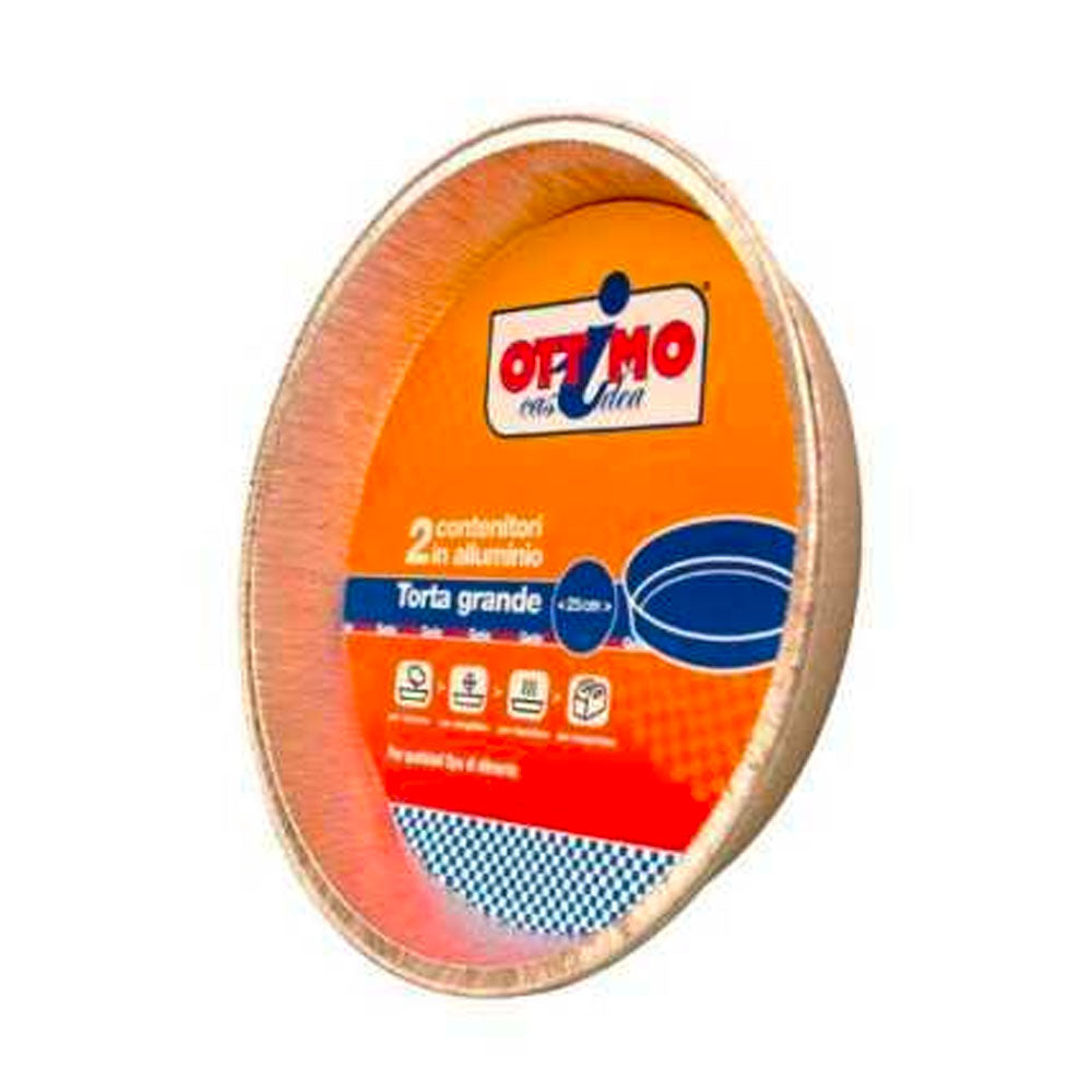 OTTIMO - CONTENITORE ALLUMINIO PER TORTA GRANDE 25CM - 2PZ