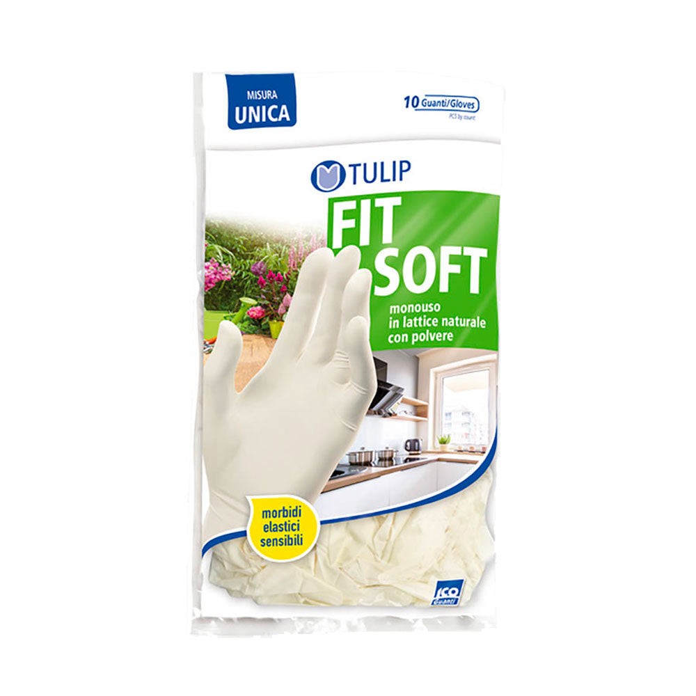 TULIP - FIT SOFT - GUANTI LATTICE CON POLVERE - TG.U - 10PZ