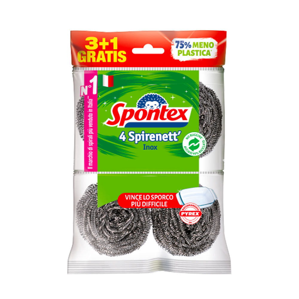 SPONTEX - SPIRENETT' SPIRALE IN ACCIAIO INOX - 3+1PZ
