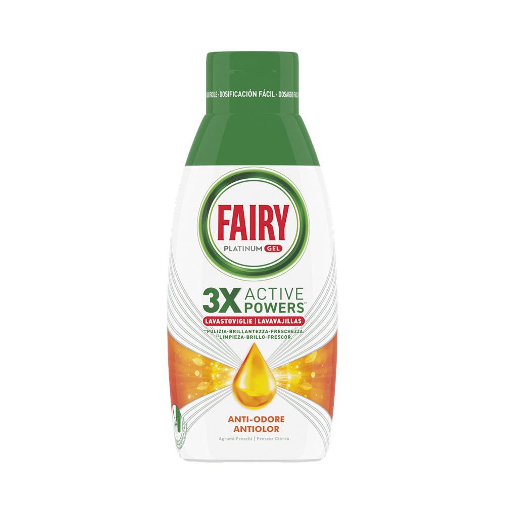 FAIRY - PLATINUM GEL DETERSIVO LAVASTOVIGLIE 3X ACTIVE POWERS ANTI-ODORE - 28 LAVAGGI