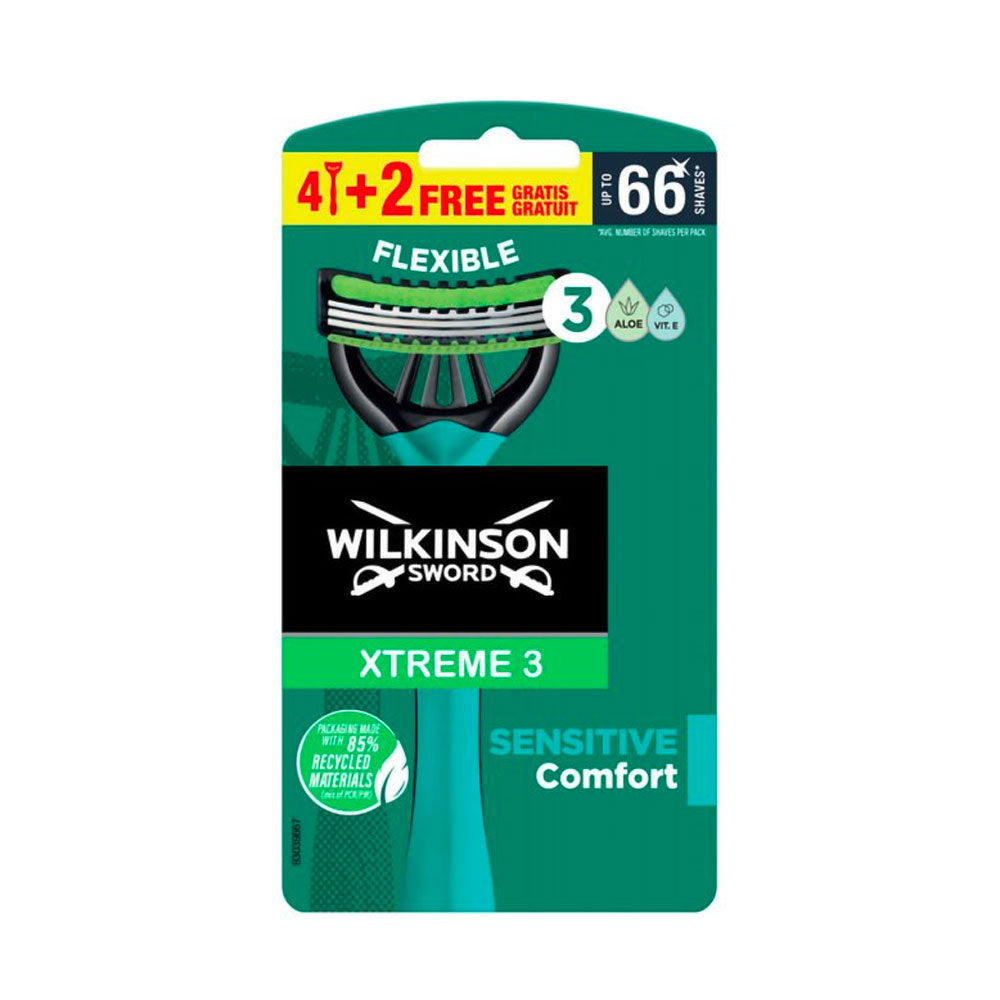 WILKINSON - EXTREME 3 SESITIVE RASOIO USA E GETTA - 4+2pz
