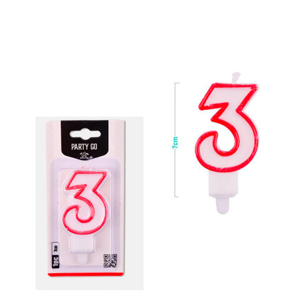 PARTY GO - CANDELINA COMPLEANNO NUMERO 3 ROSSA