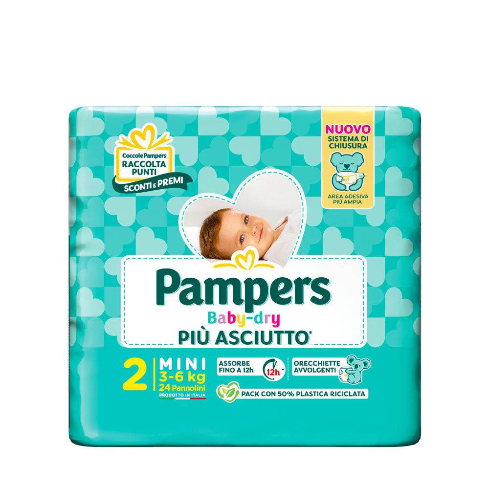 PAMPERS - BABY DRY PANNOLINI PIU' ASCIUTTO TAGLIA 2 MINI (3-6KG) 24pz