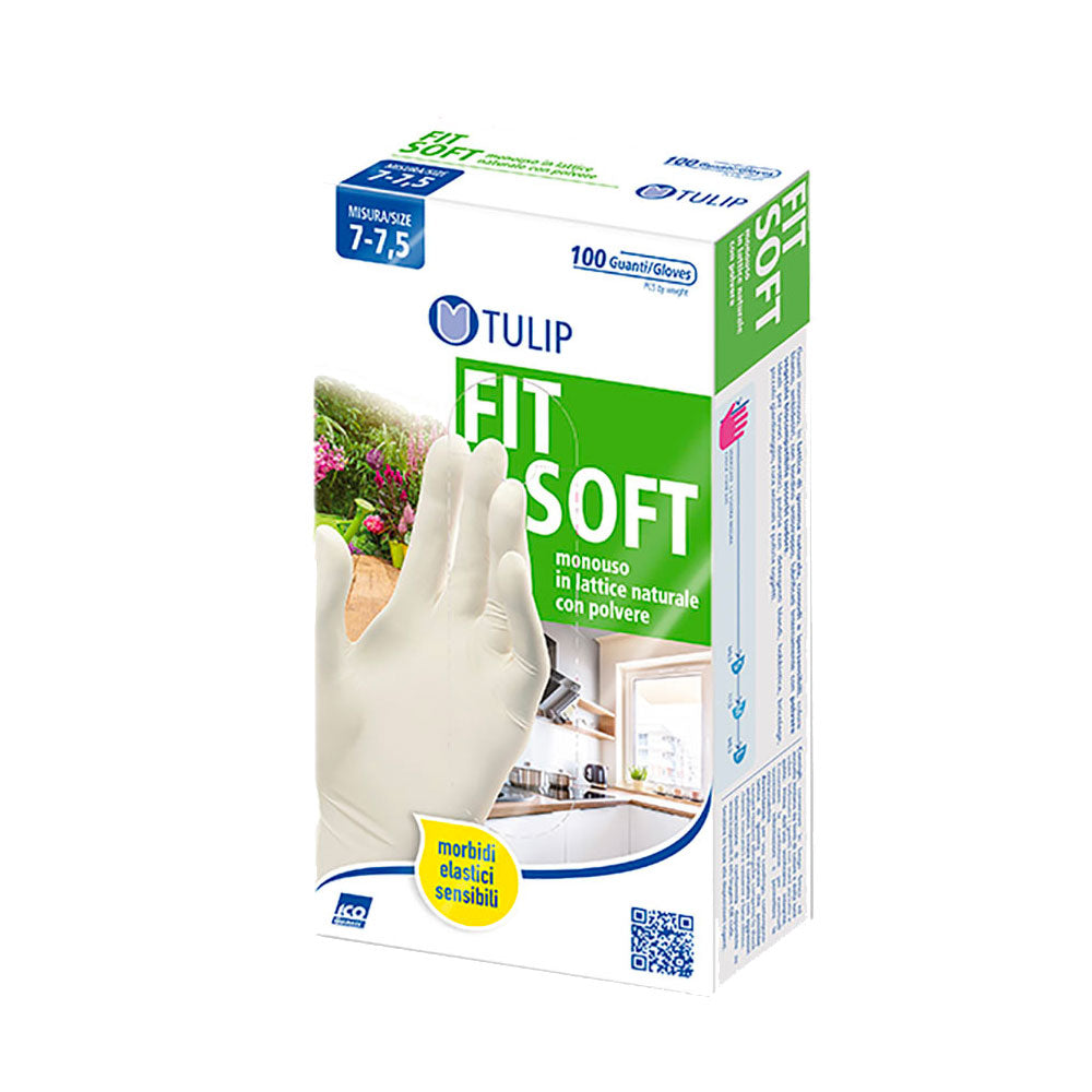 TULIP - FIT SOFT - GUANTI LATTICE CON POLVERE - TG.S - 10OPZ