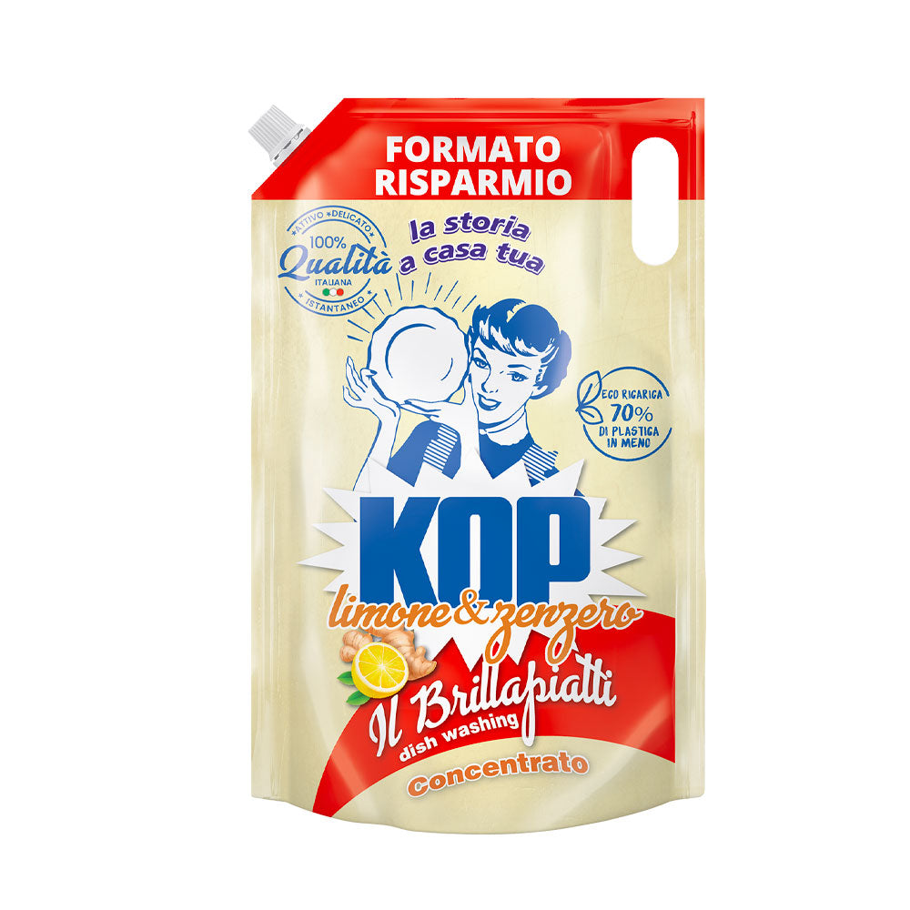 KOP - IL BRILLAPIATTI DETERSIVO PIATTI GEL ECO-RICARICA LIMONE E ZENZERO - 1,7L