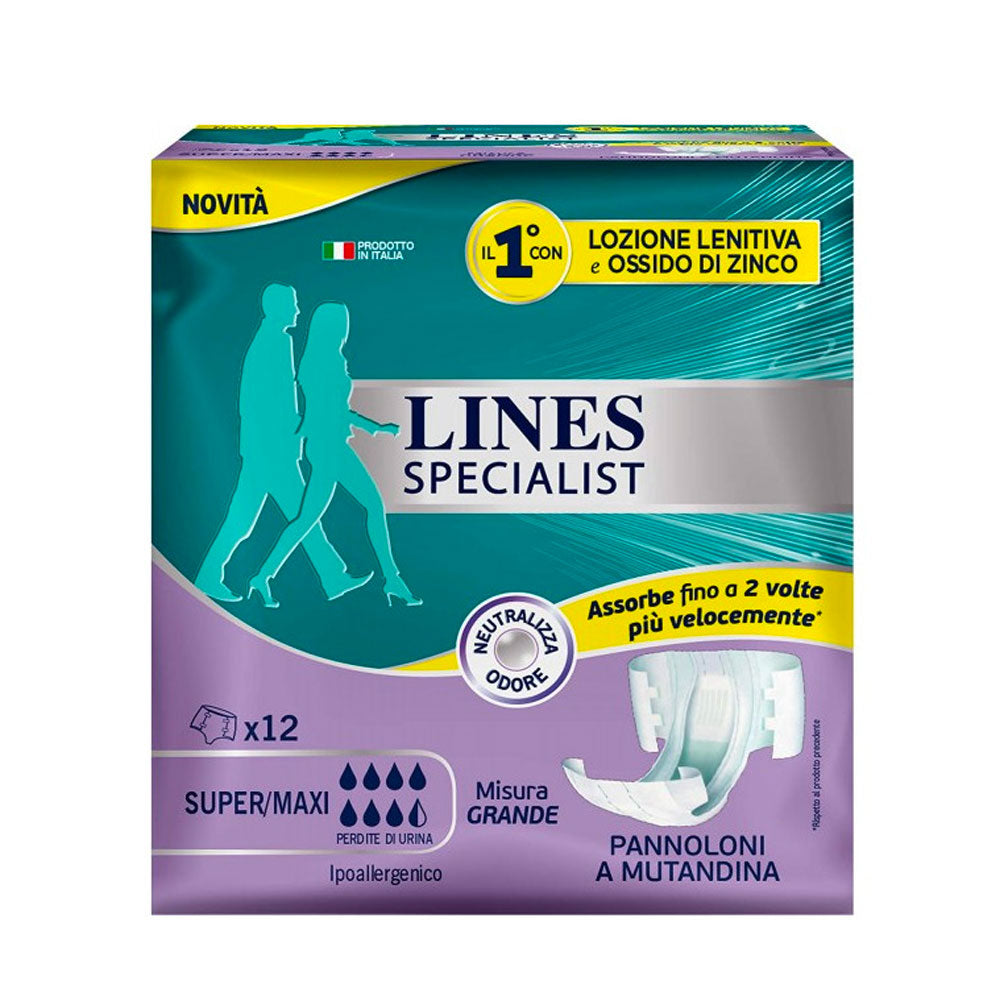LINES - SPECIALIST PANNOLONI A MUTANDINA TAGLIA GRANDE - 12PZ