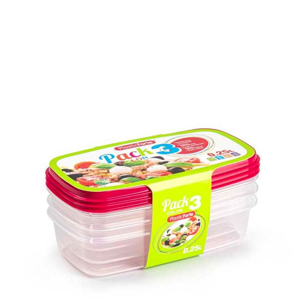 PLASTIC FORTE - SET 3 PEZZI CONTENITORI 250ML