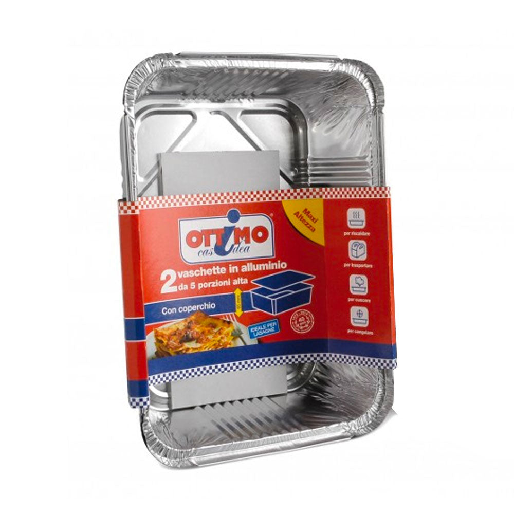 OTTIMO - VASCHETTA ALLUMINIO CON COPERCHIO 5 PORZIONI - 2PZ