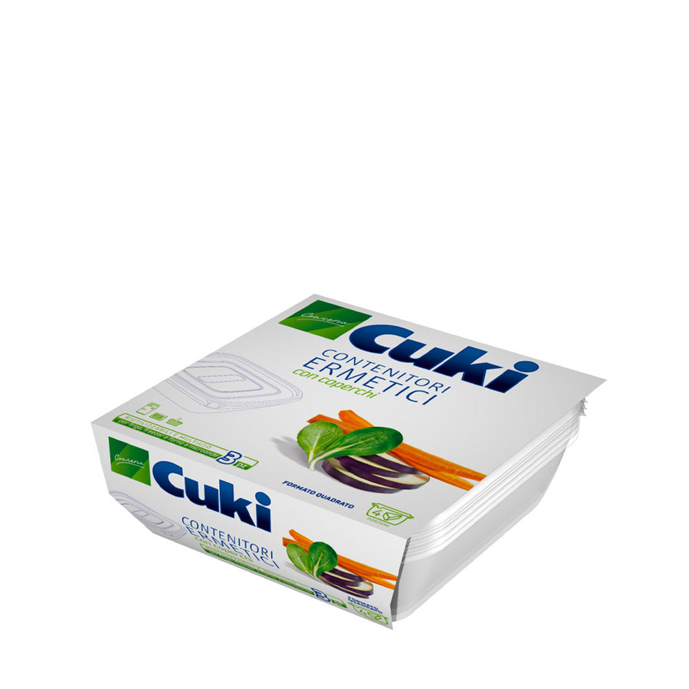 CUKI CONSERVA CONTENITORI ALIMENTARI ERMETICI CON COPERCHI RIUTILIZZABILI E MULTIUSO 3pz