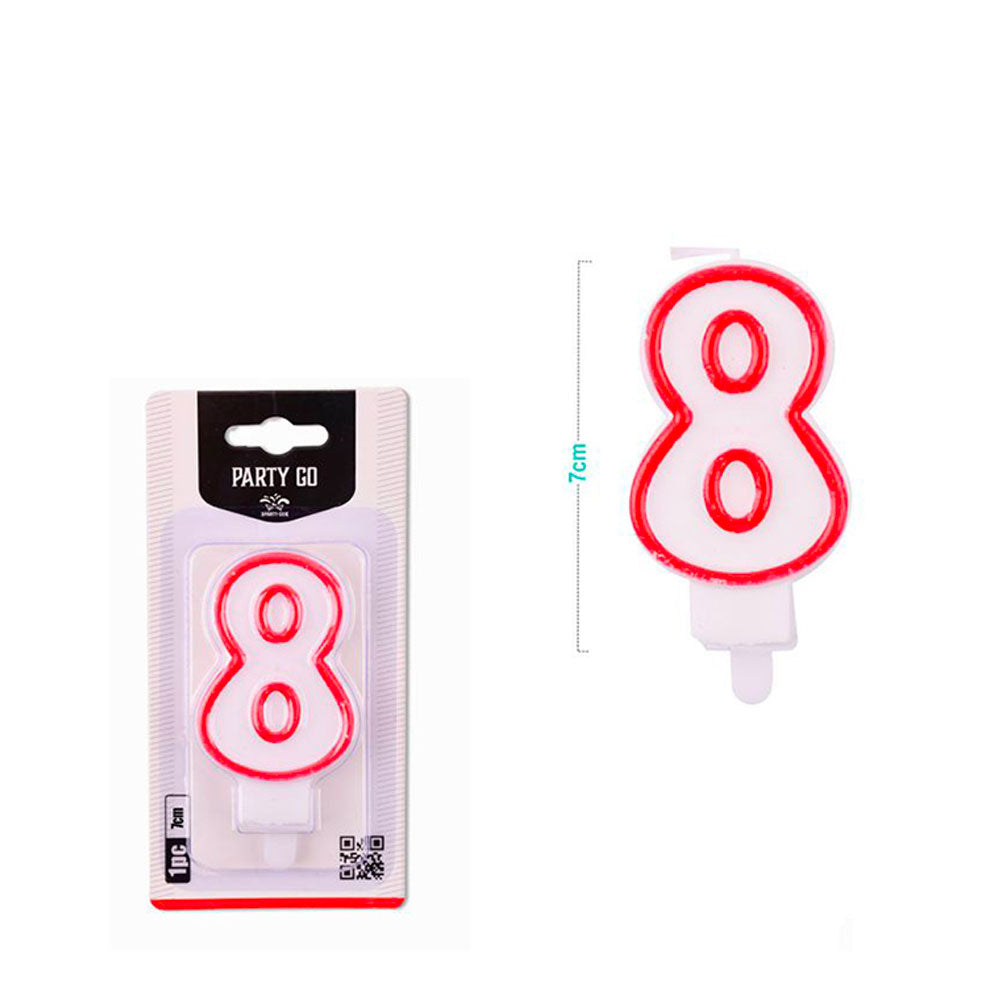 PARTY GO - CANDELINA COMPLEANNO NUMERO 8 ROSSA