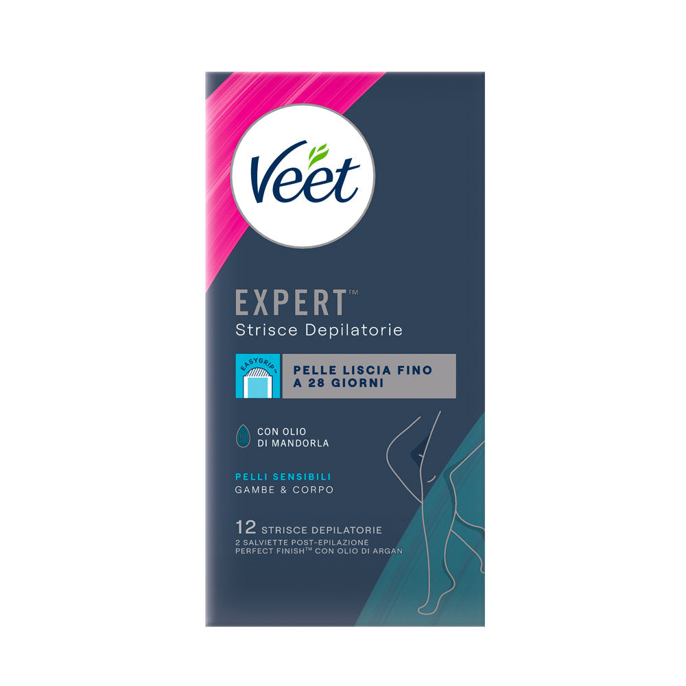 VEET EXPERT STRISCE DEPILATORIE GAMBE E CORPO PELLI SENSIBILI - 12PZ