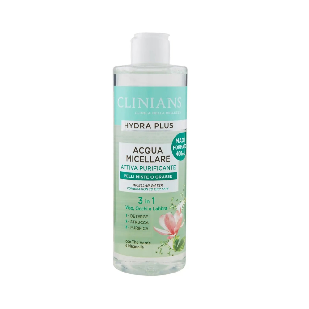 CLINIANS HYDRA PLUS ACQUA MICELLARE ATTIVA PURIFICANTE 3in1 PELLI MISTE O GRASSE 400 ML