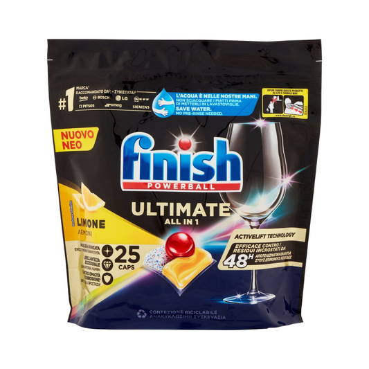 FINISH - POWERBALL ULTIMATE ALL IN 1 DETERSIVO CAPS LAVASTOVIGLIE LIMONE - 25PZ